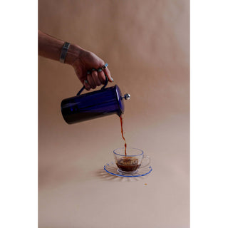 Domestique French Press Lapis Blue | pouring coffee homewares for hedonists